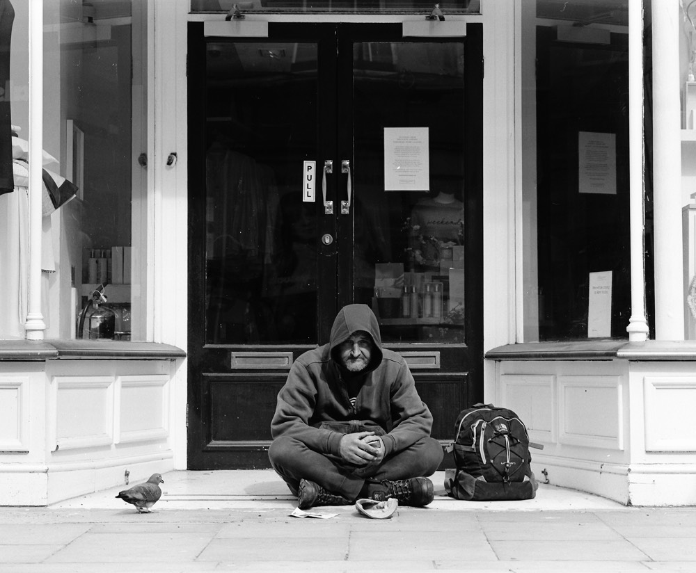 Homeless man in Bath